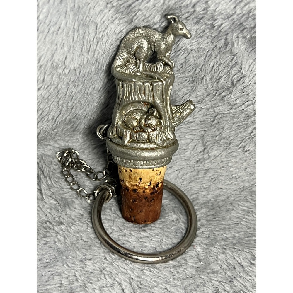 Pinkies Pewter Wine Stopper Kangaroo Koala Cork Australia Vintage‎ Keychain